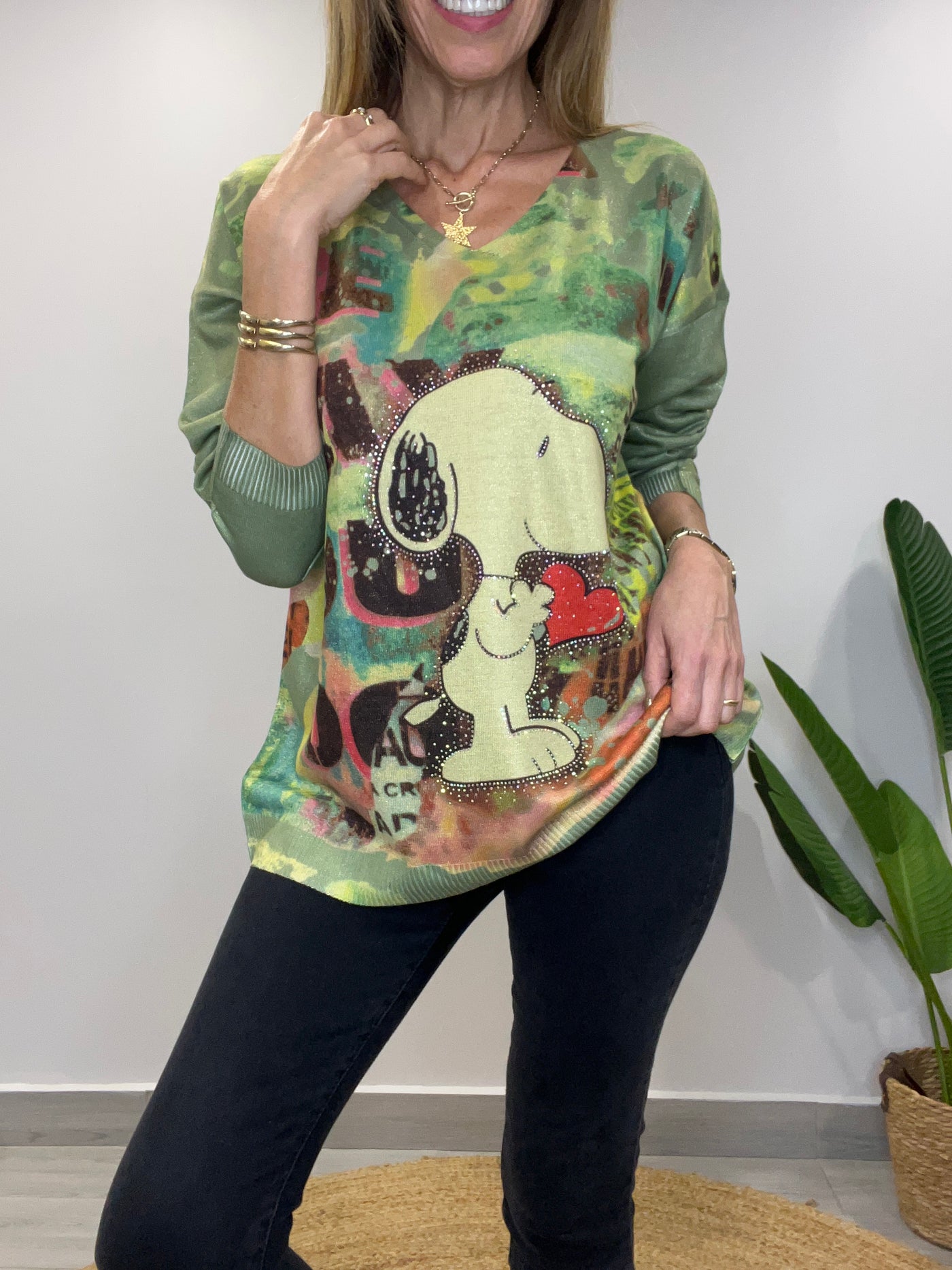 Sweater Italiano Snoopy Verde
