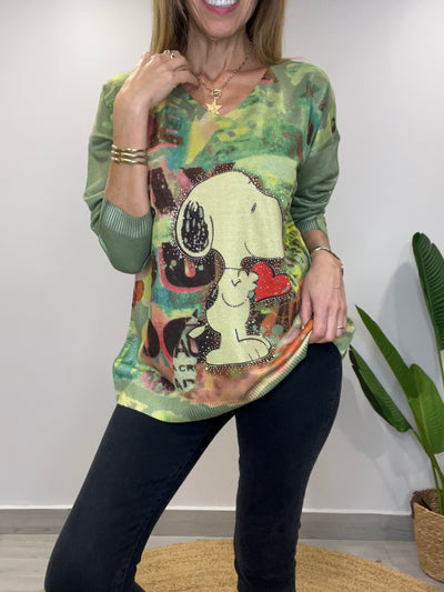 Sweater Italiano Snoopy Verde