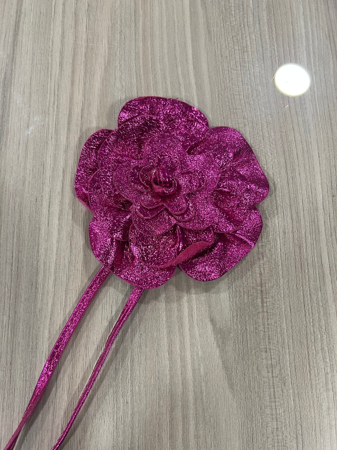 Cinturón cuero italiano fucsia metalizado