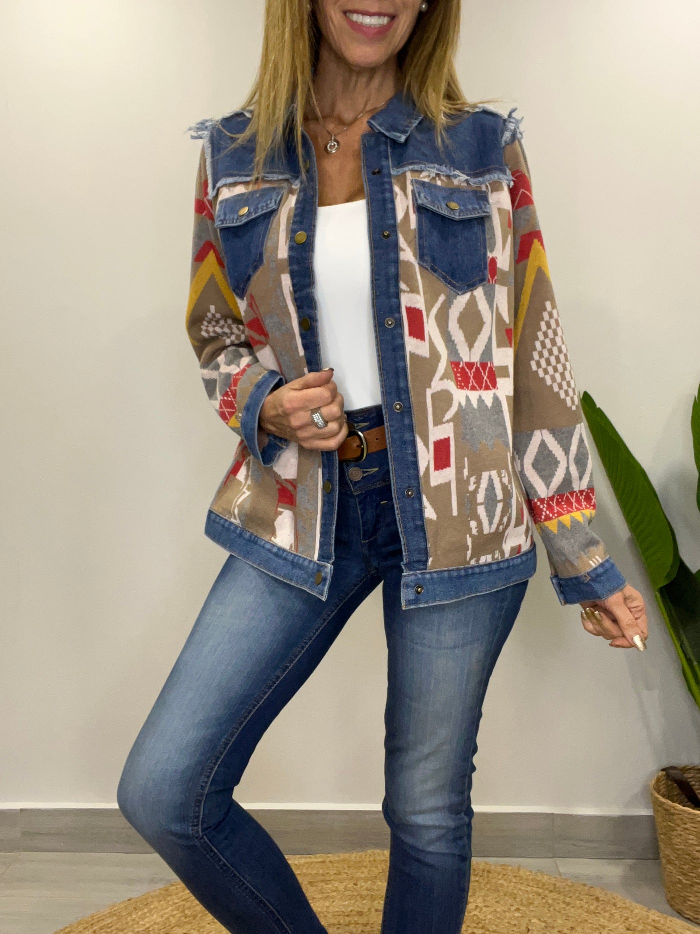 Chaqueta tejida Sinigual taupe/beige