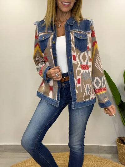 Chaqueta tejida Sinigual taupe/beige