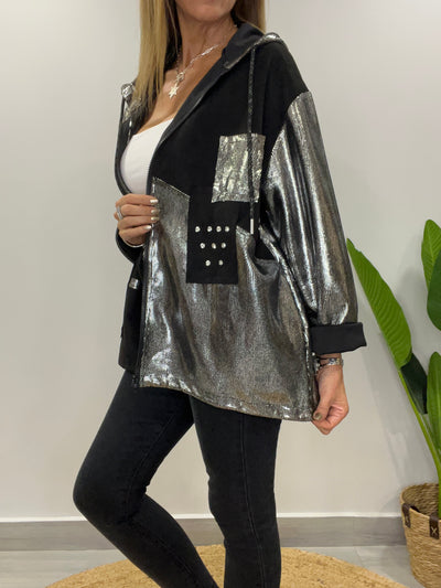 Cardigan Italiano gamuzado Dinasty Negro