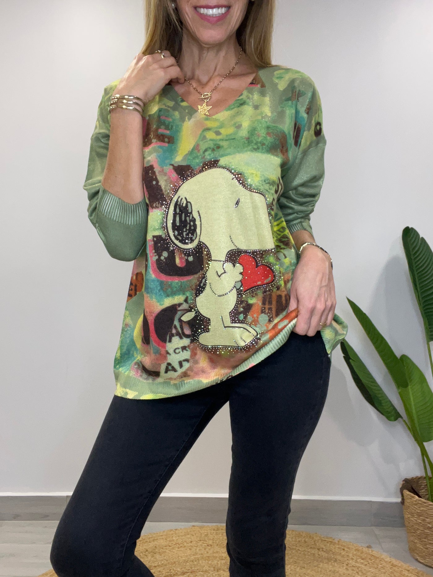 Sweater Italiano Snoopy Verde