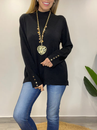 Sweater cuello medio Amalfi Negro