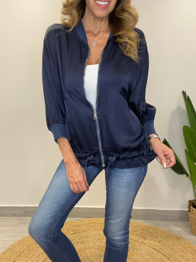 Bomber Italiano Viscoseda long Azul marino