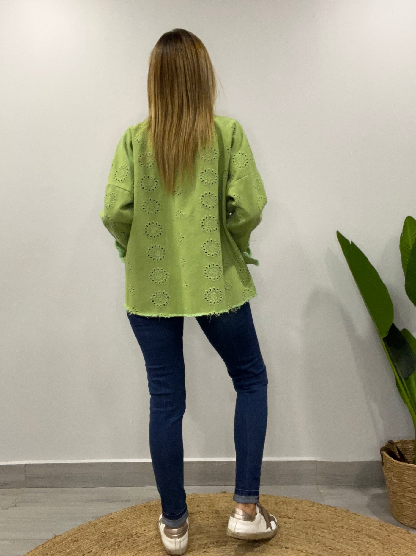Chaqueta mezclilla Broderie Blondi verde