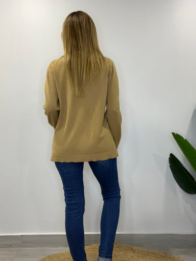 Sweater cuello medio Amalfi Camel