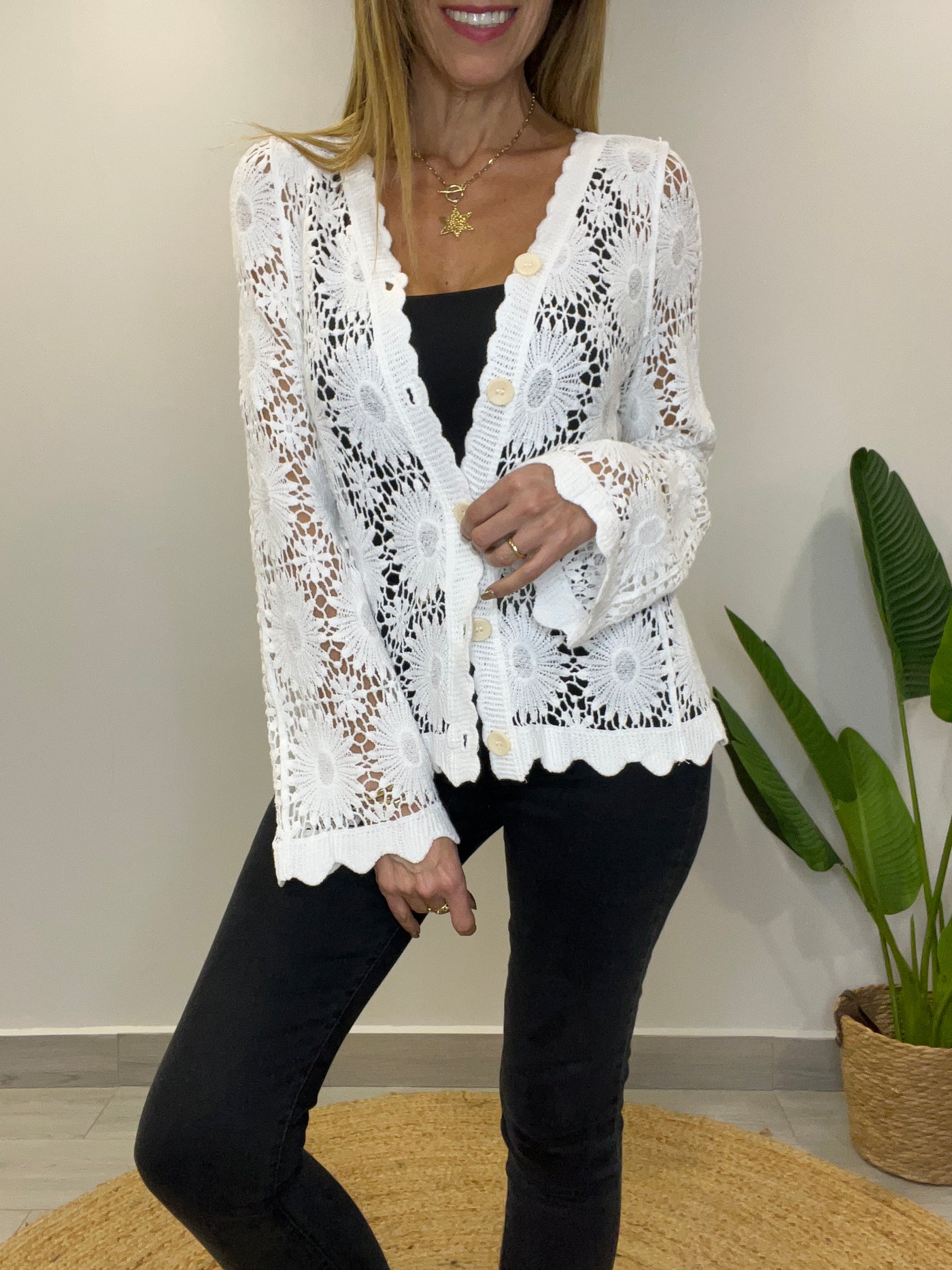 Chaleco Macramé Romántico Blanco