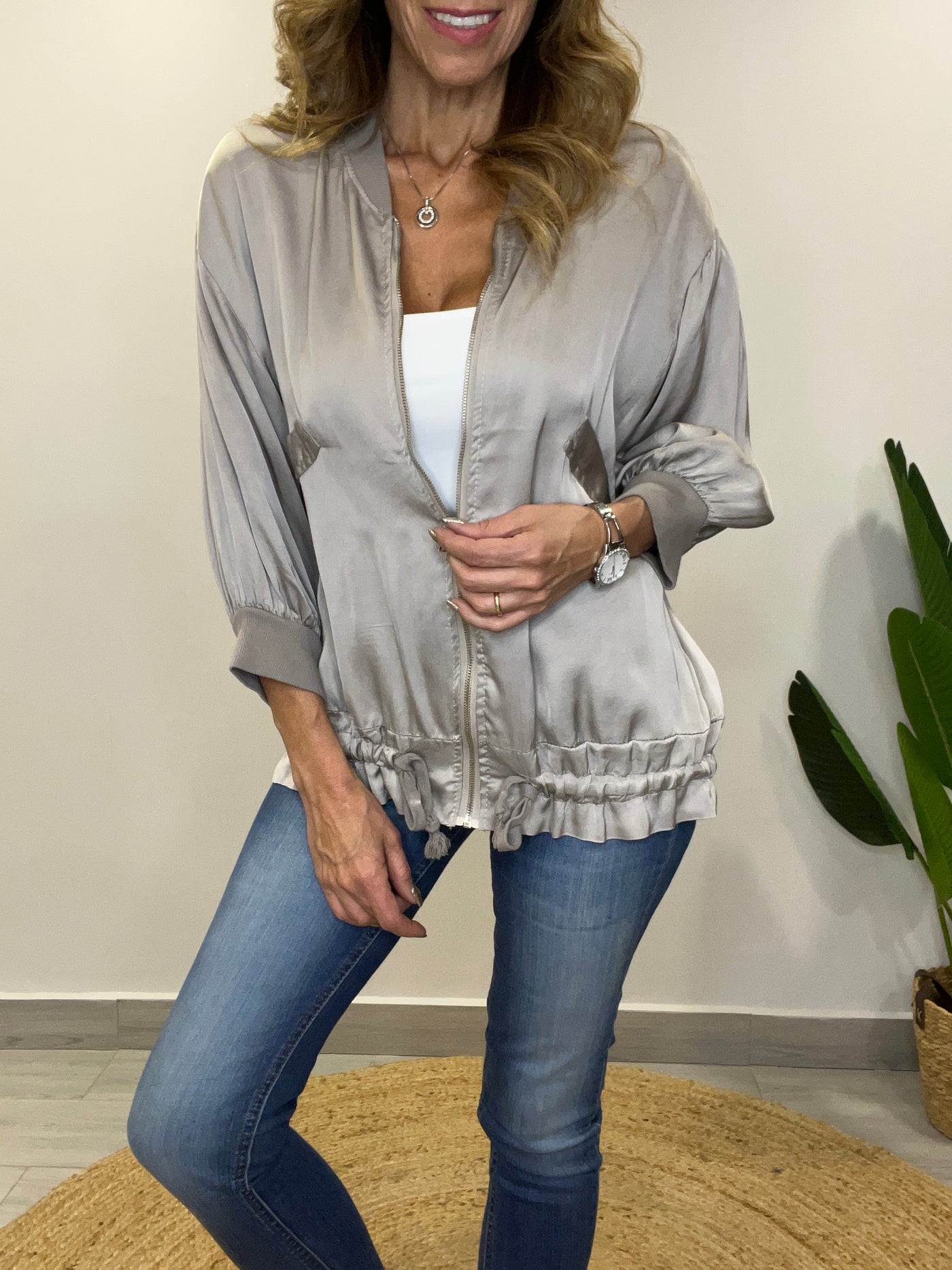 Bomber Italiano Viscoseda long plata