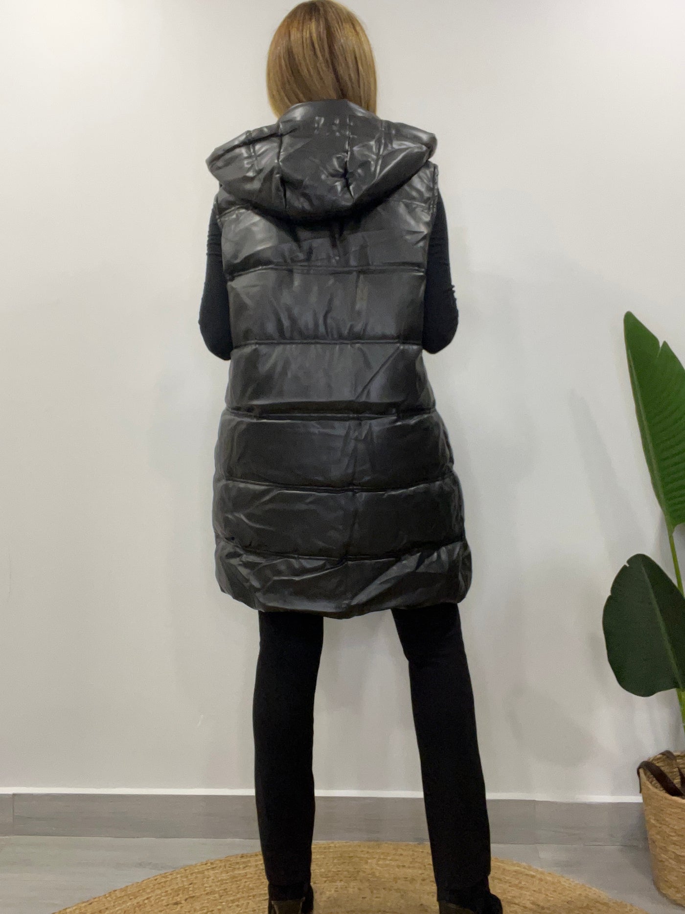 Parka Sinmanga Ecocuero Glamour Negra