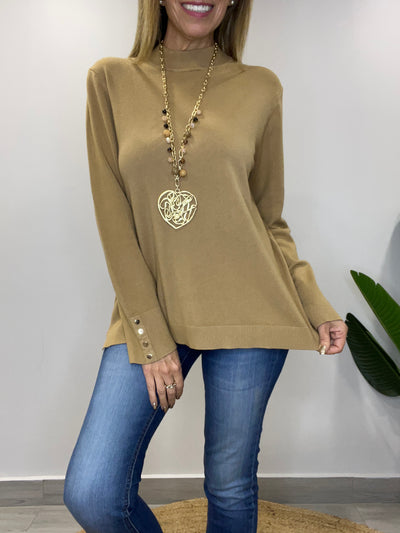 Sweater cuello medio Amalfi Camel