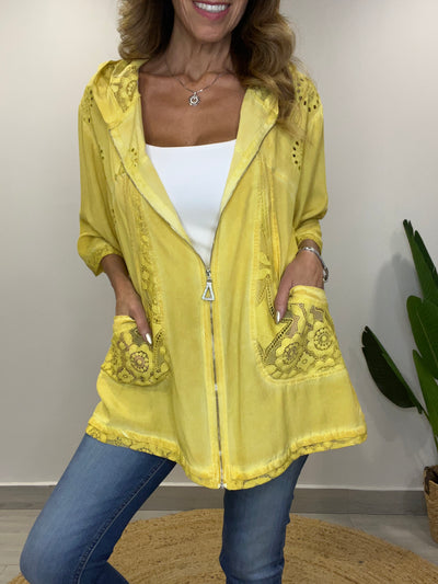 Chaqueta viscosa/ Broderie Livean Amarillo