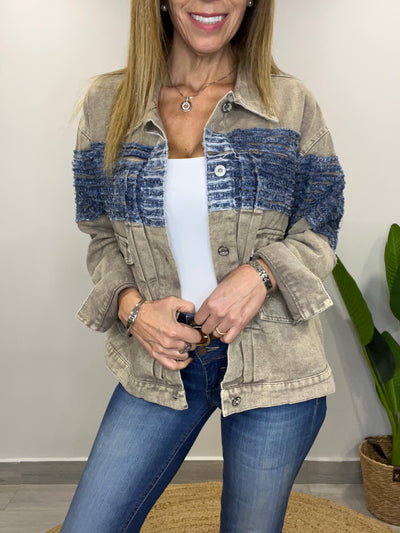 Chaqueta mezclilla Festi Beige
