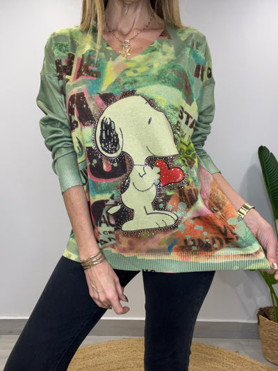 Sweater Italiano Snoopy Verde