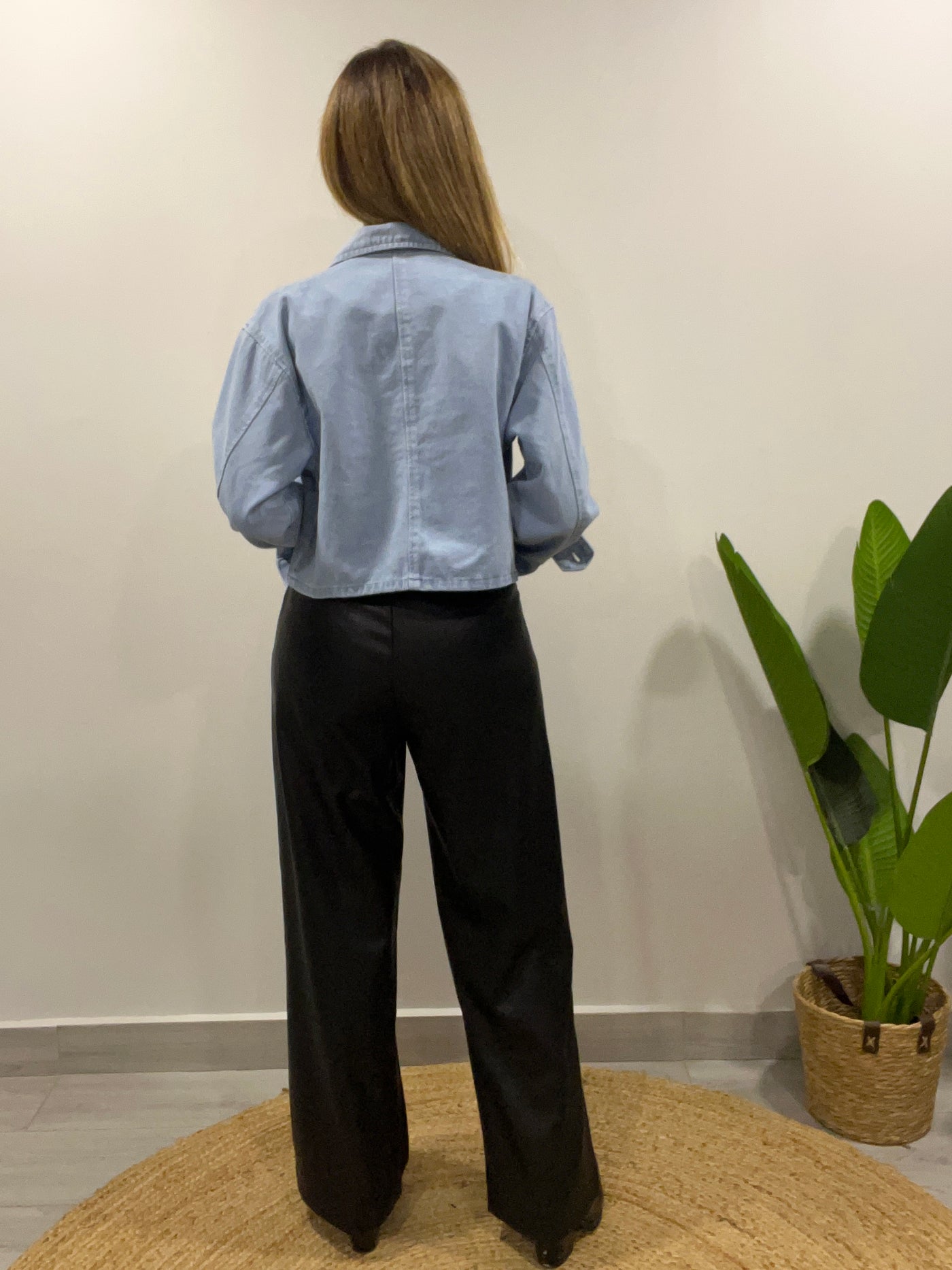 Chaqueta corta mezclilla Circón celeste