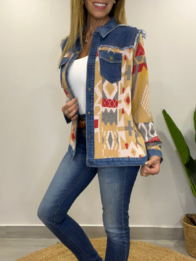 Chaqueta tejida Sinigual mostaza