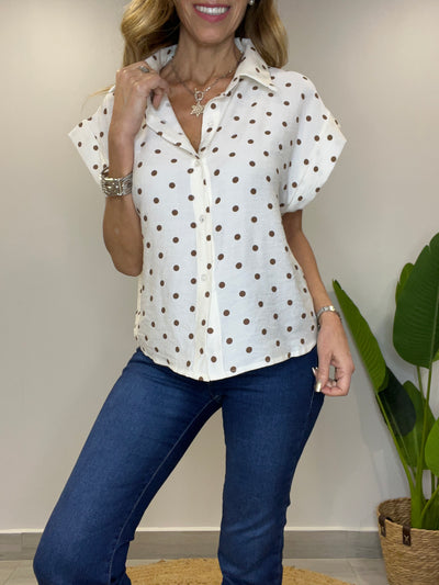Blusa Lunares Café