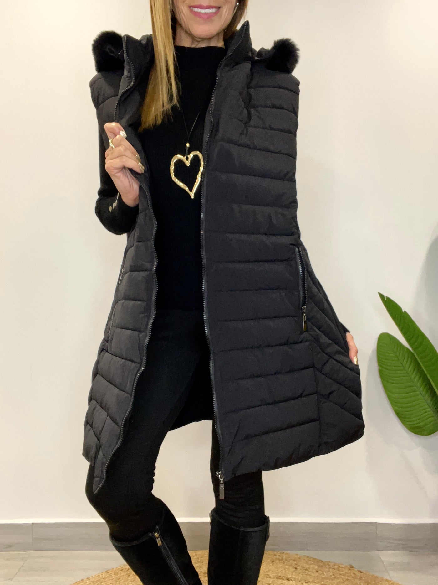 Maxi Parka Gorro desmontable Rusia Negra