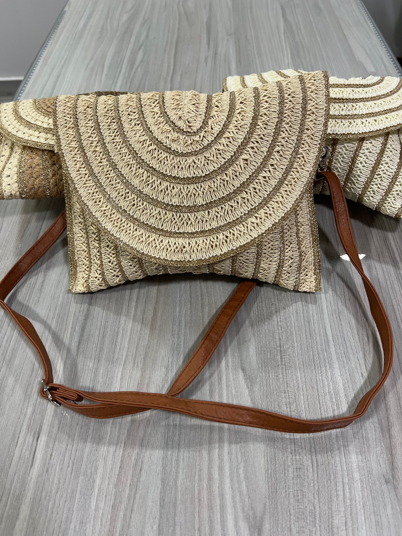 Cartera Rafia beige/dorado