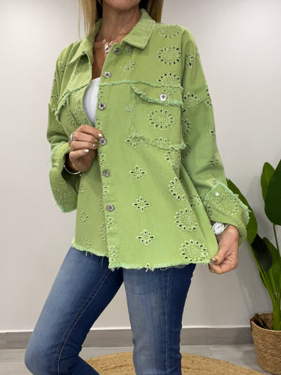 Chaqueta mezclilla Broderie Blondi verde