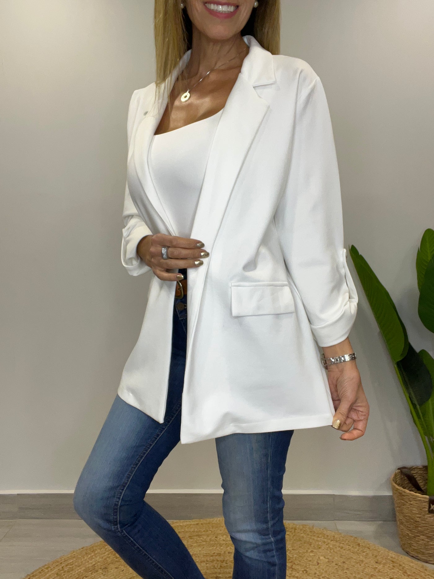 Blazer Elasticado Paris Blanco