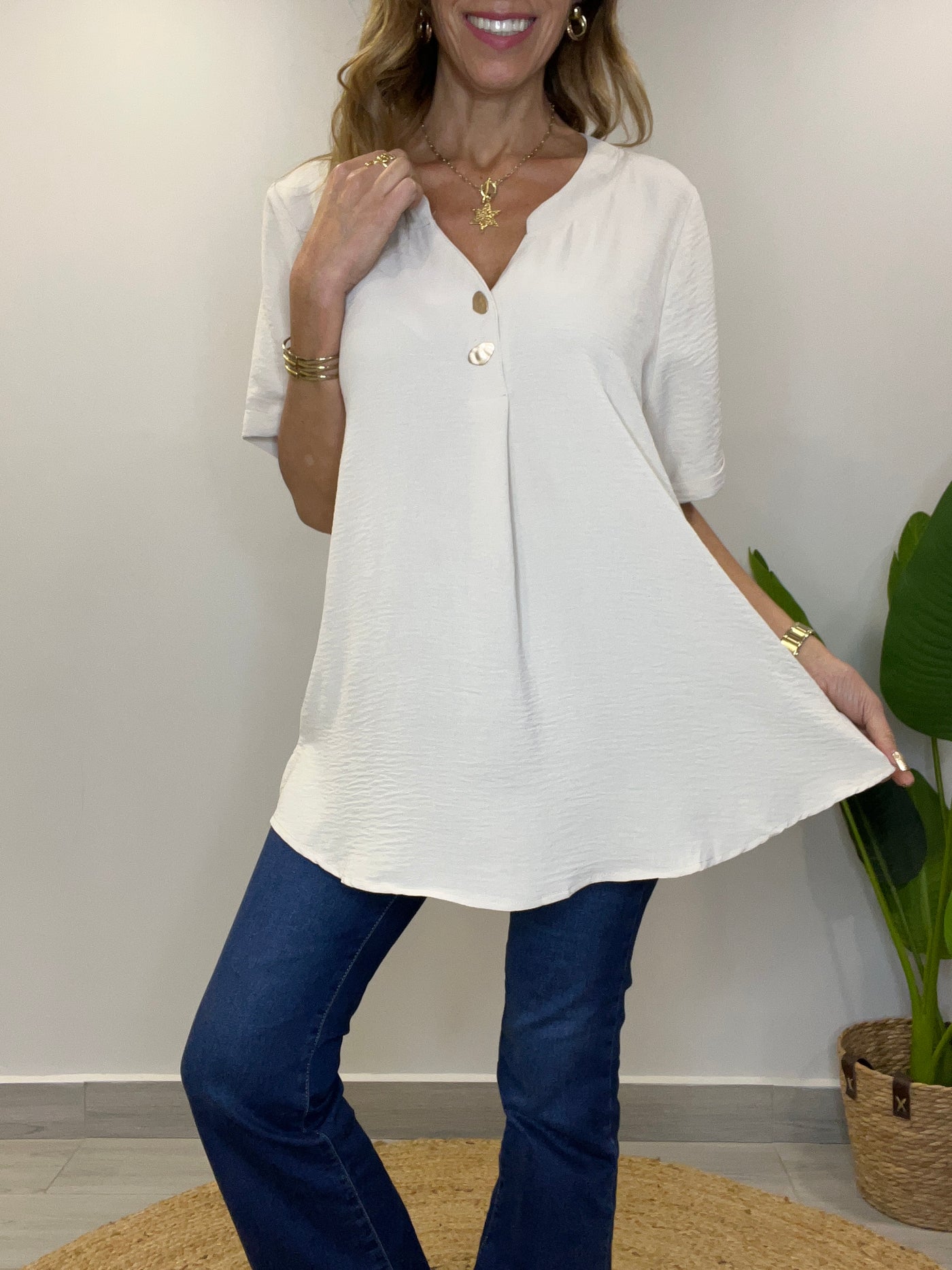 Blusa Crep imperial Beige