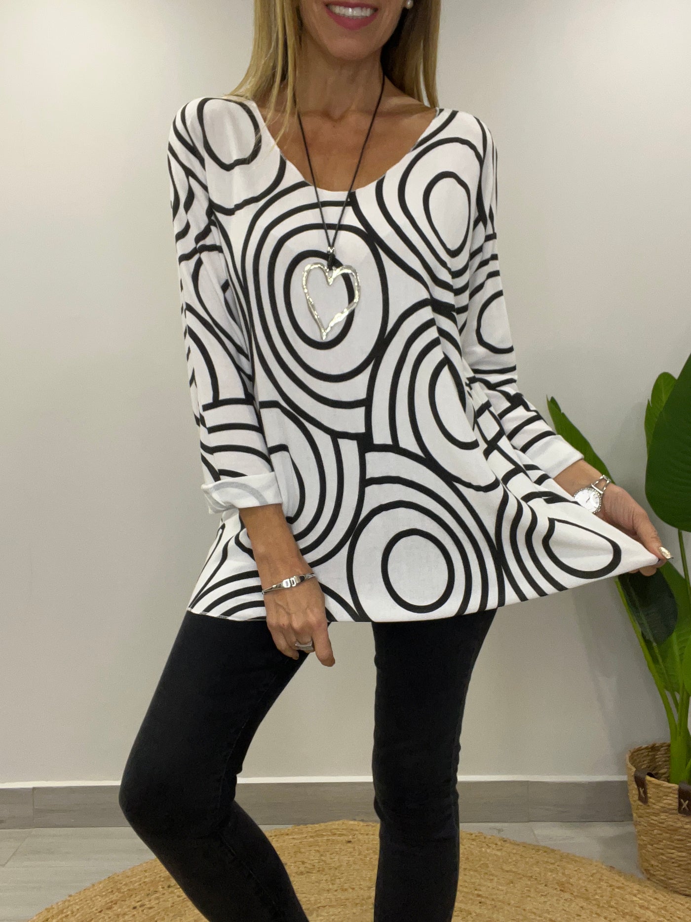 Polera Círculos Blanco