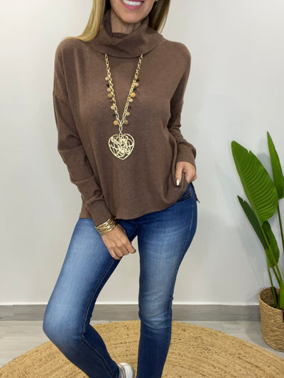 Sweater cuello Melany café