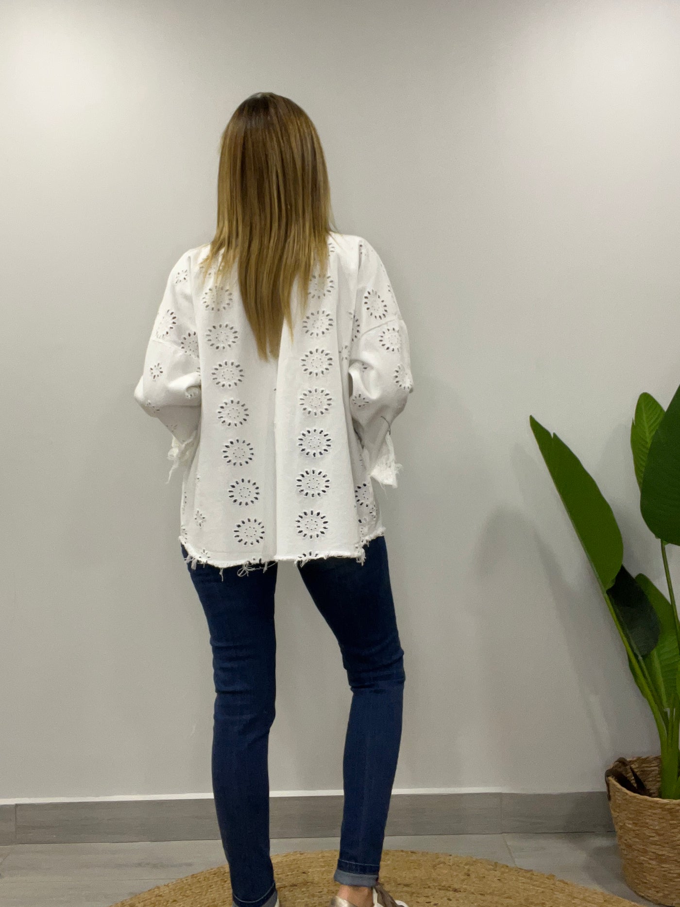 Chaqueta mezclilla Broderie Blondi Blanco