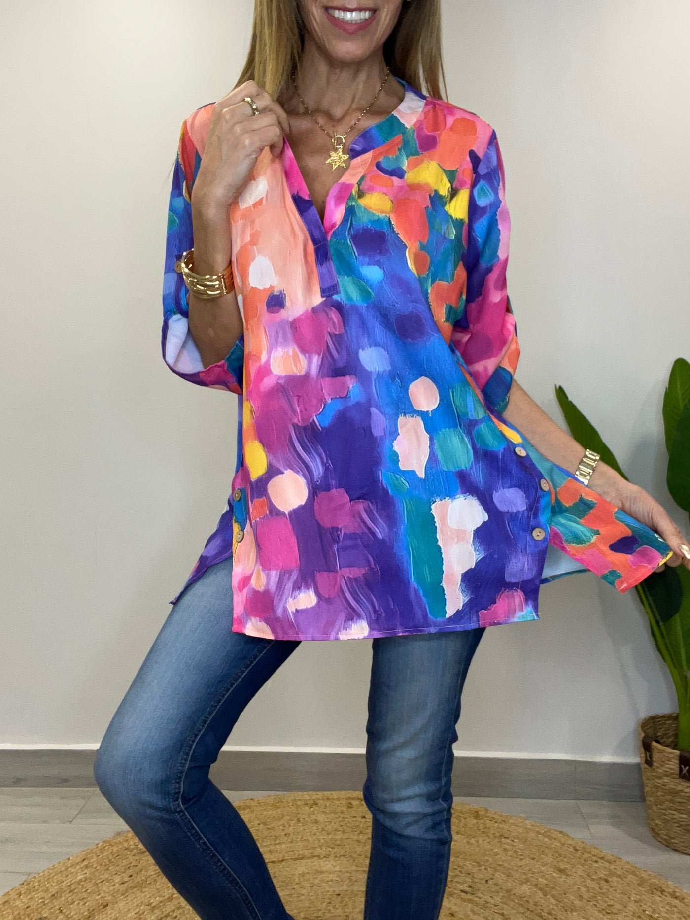 Blusa colores Damasco/Azul