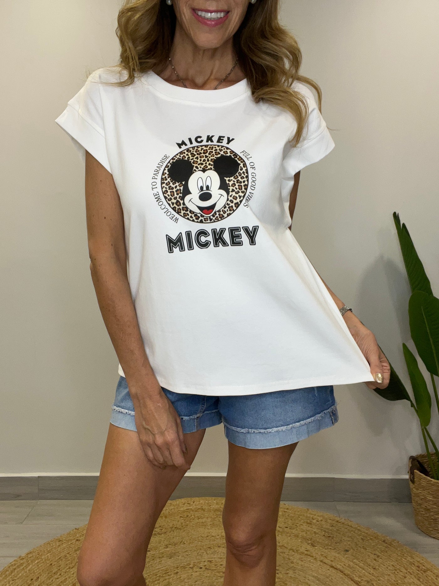Polera Mickey print blanca
