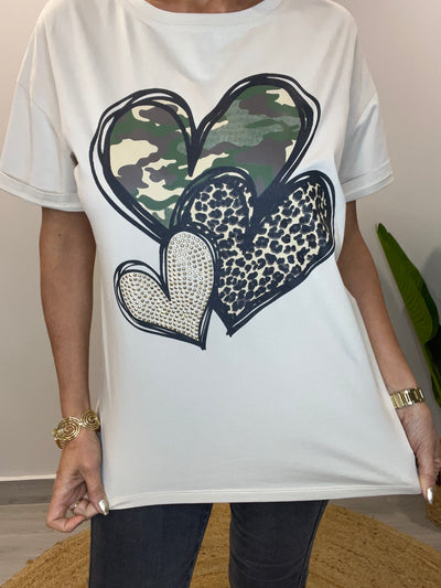 Polera Corazones Beige