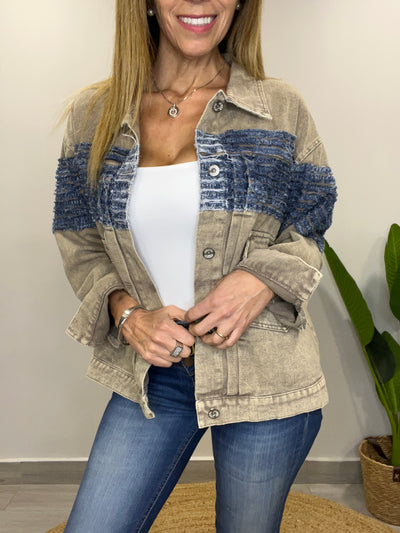 Chaqueta mezclilla Festi Beige