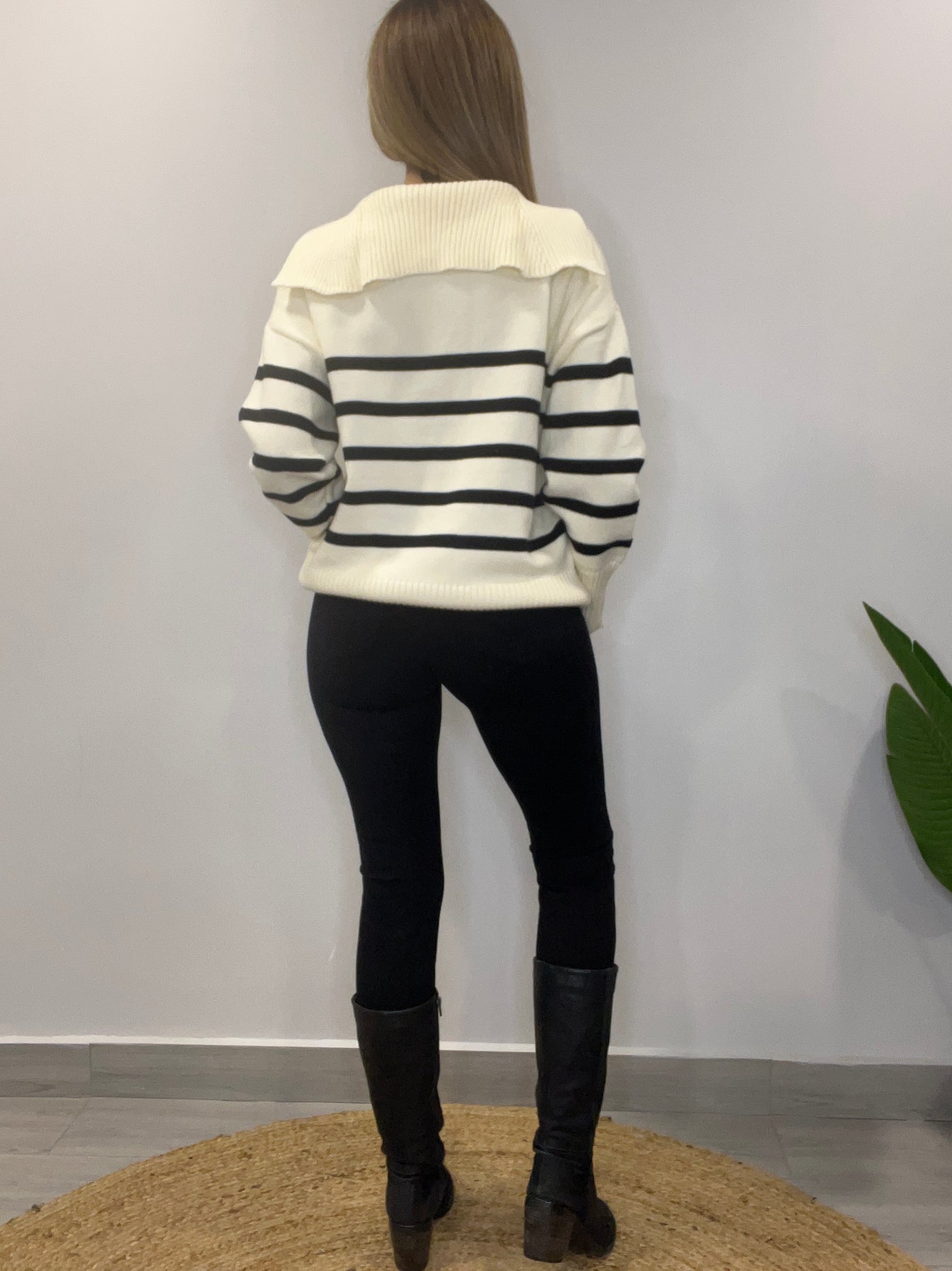Sweater Rayas Crema