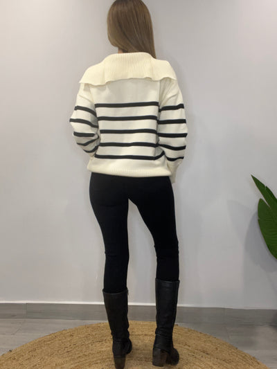 Sweater Rayas Crema