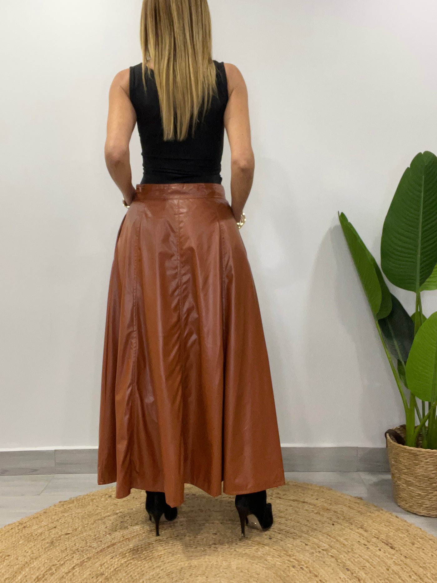 Falda Ecocuero Praga Camel
