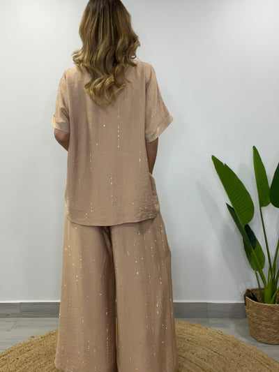 Conjunto Lino Viscoso/Brillo Divino (2 piezas) Camel