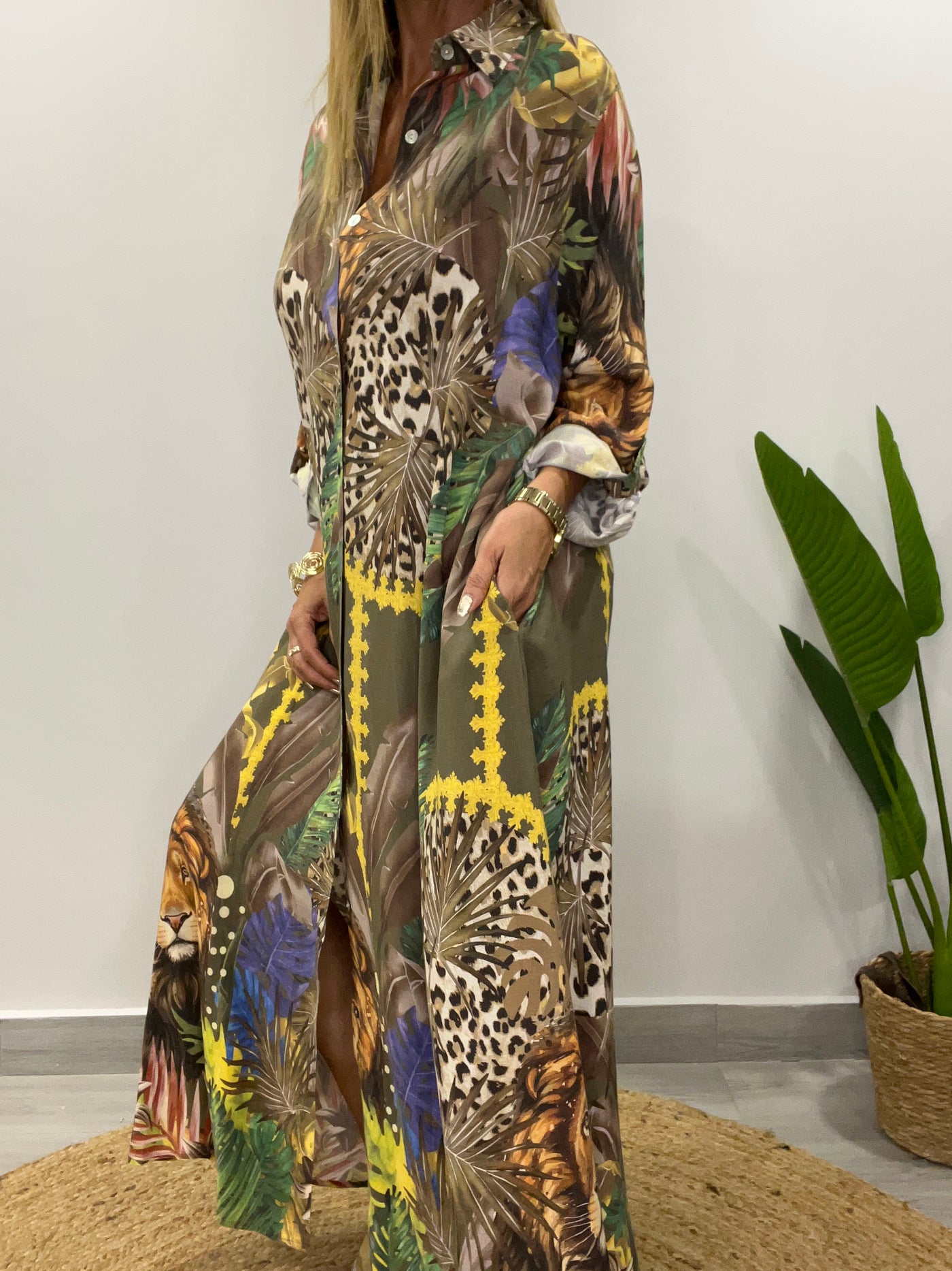 Vestido Italiano Camisero Salvaje Oliva
