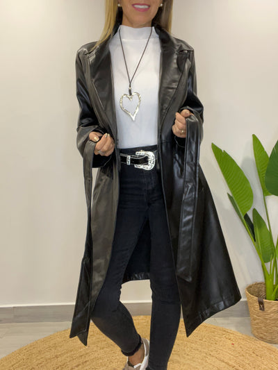 Trench Ecocuero Party Negro