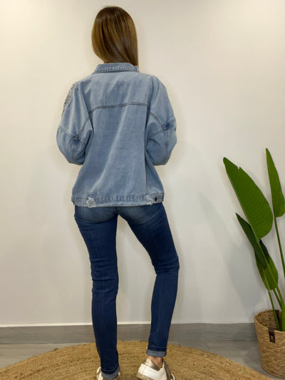 Chaqueta mezclilla Print Celeste