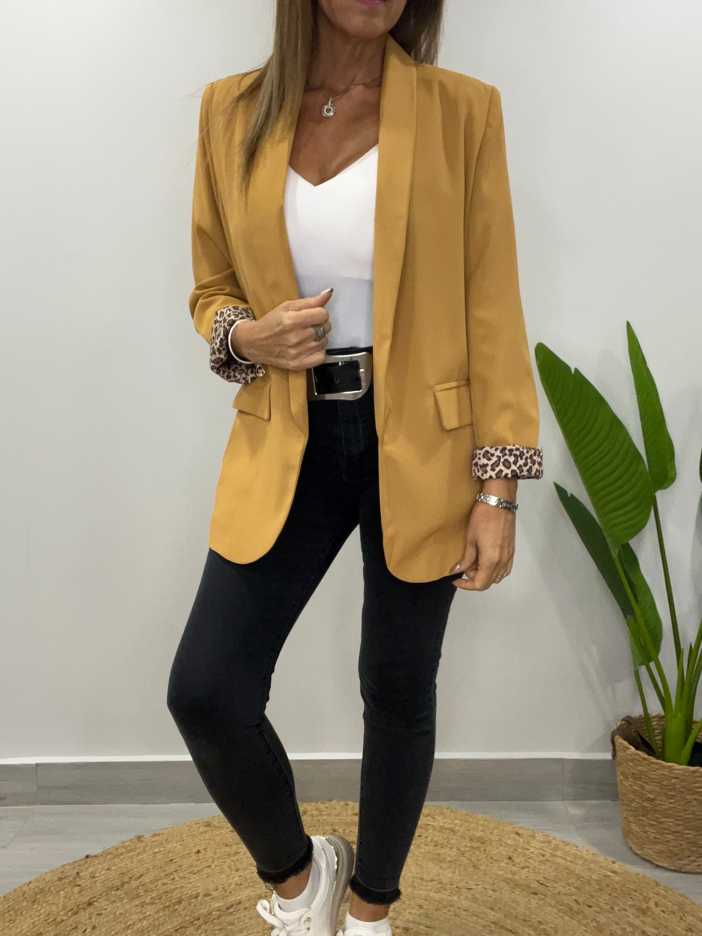 Blazer liso fondo Print Lúcuma