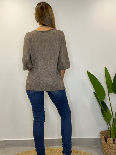 Sweater/polera hilo lurex Loveparis chocolate