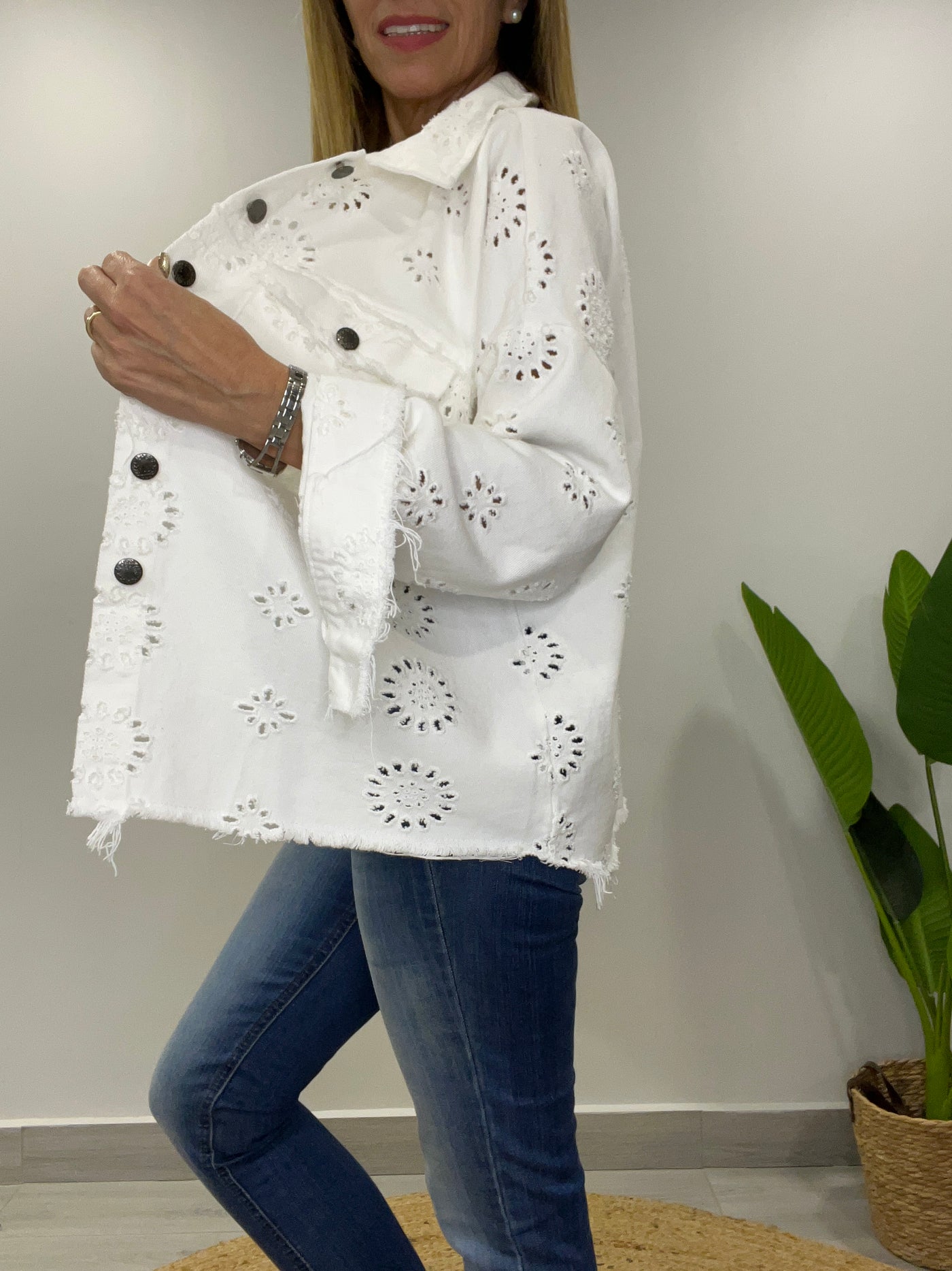 Chaqueta mezclilla Broderie Blondi Blanco