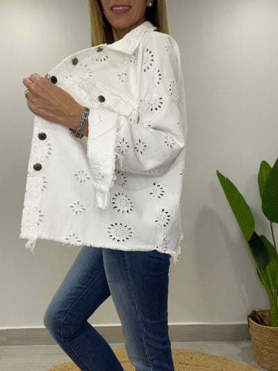 Chaqueta mezclilla Broderie Blondi Blanco