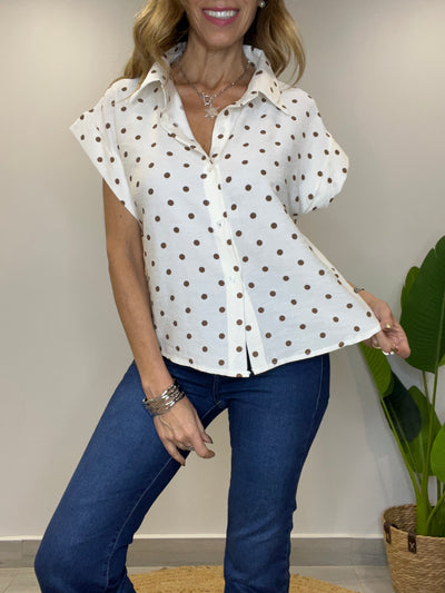 Blusa Lunares Café