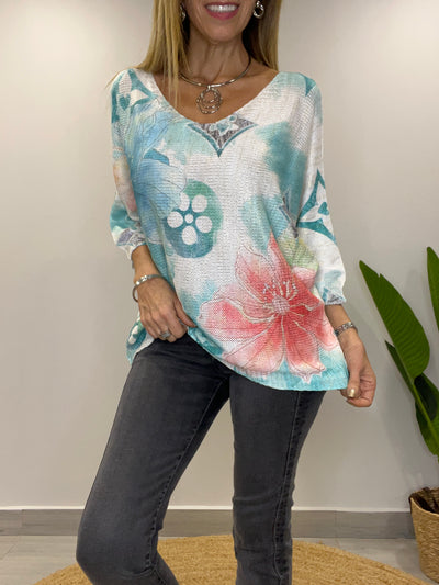 Polera Italiana Hilo Mallorca Turqueza