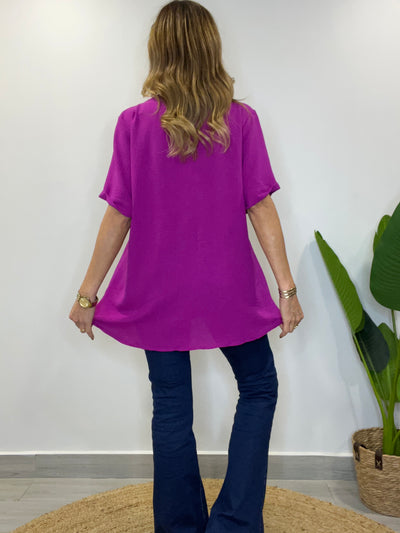 Blusa Crep imperial Magenta