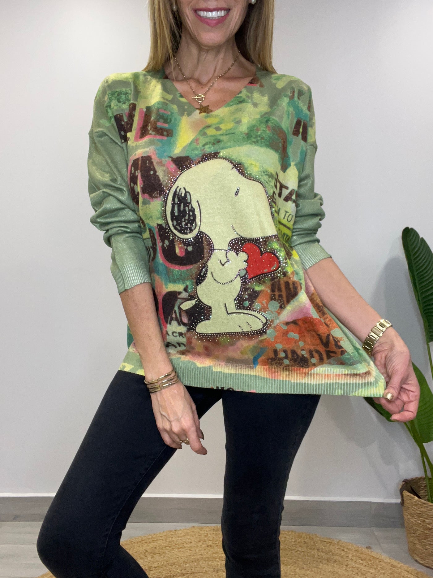Sweater Italiano Snoopy Verde