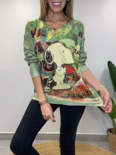 Sweater Italiano Snoopy Verde
