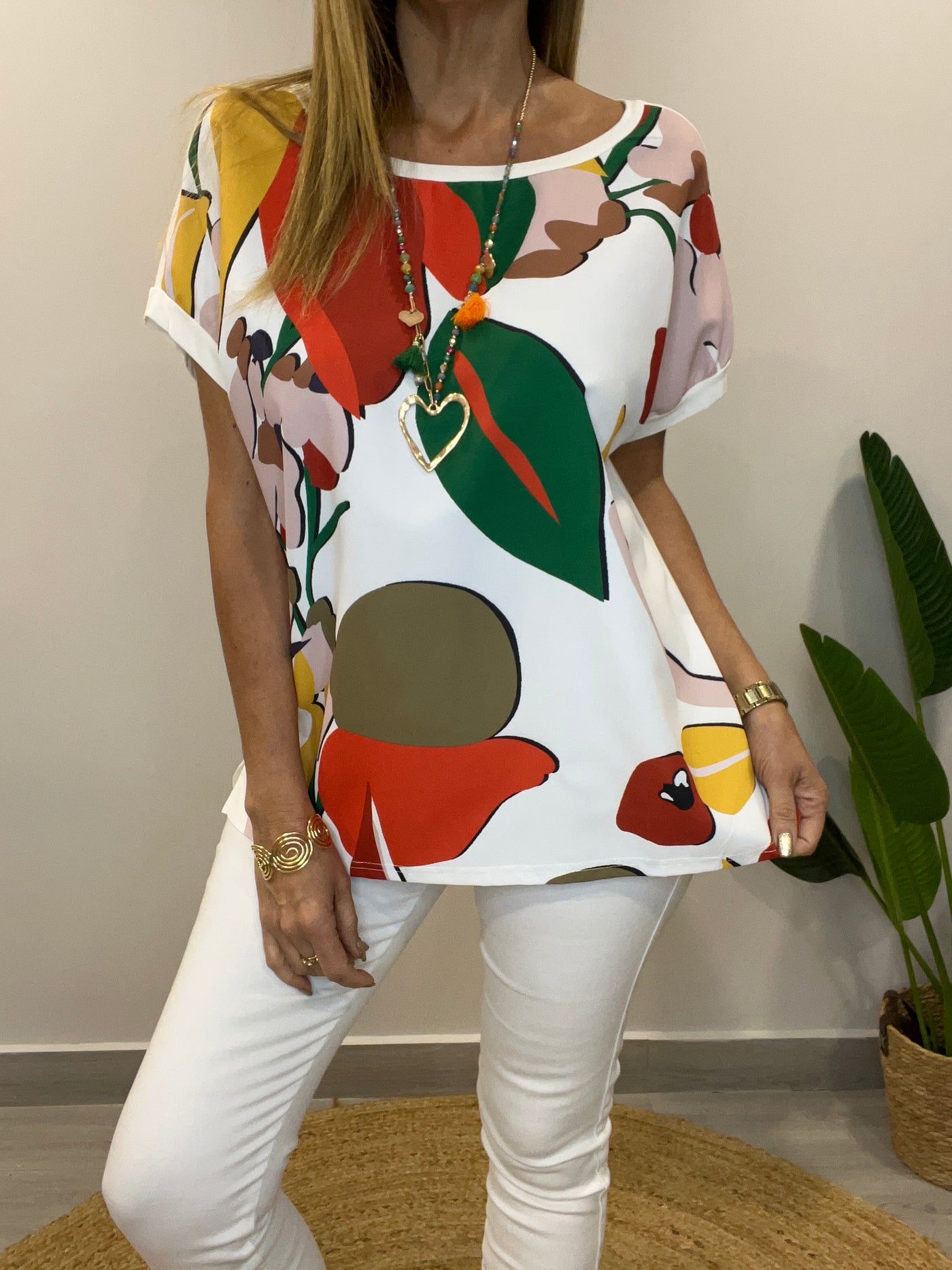 Polera Satín/Algodón Keny Blanco